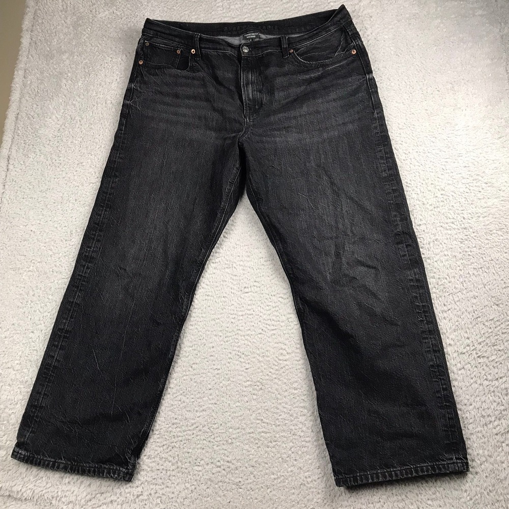 American Eagle AE Ex Boyfriend Jeans Women 14 (39x28) Black Relaxed Denim